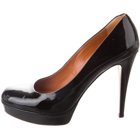 Gucci Black Patent Leather Round Toe Platform High Heel Pumps Size 39 - Picture 1 of 12
